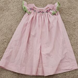 Pink Golf Embroidered Smock Dress